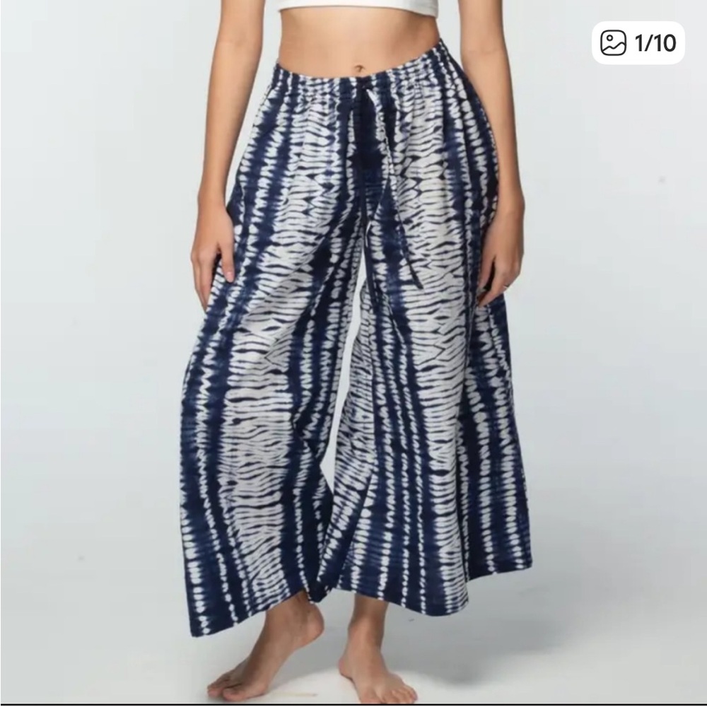 Sevya Handmade Black White Wide Leg Shibori Pants Size S/M